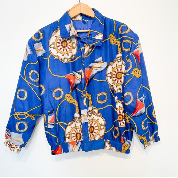 Vintage Jackets & Blazers - VINTAGE Silk Nautical Bomber Jacket